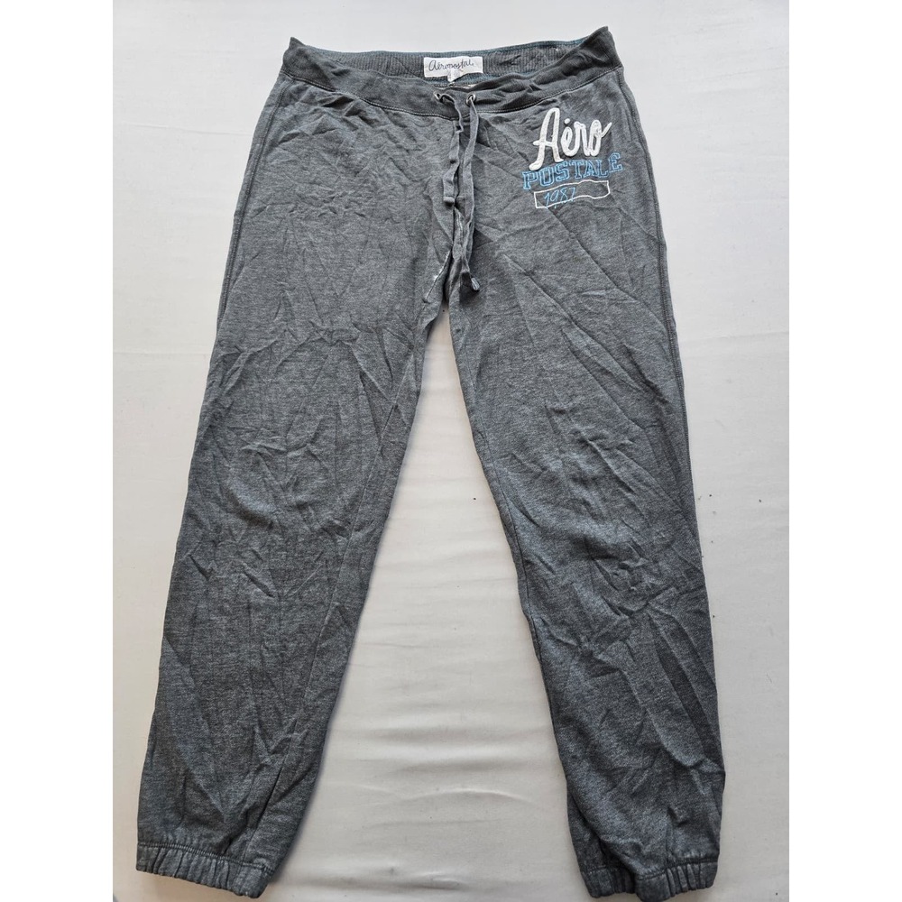 Aeropostale Womens Gray Graphic Jogger Sweatpants Size S Aero 1987 Loungewear